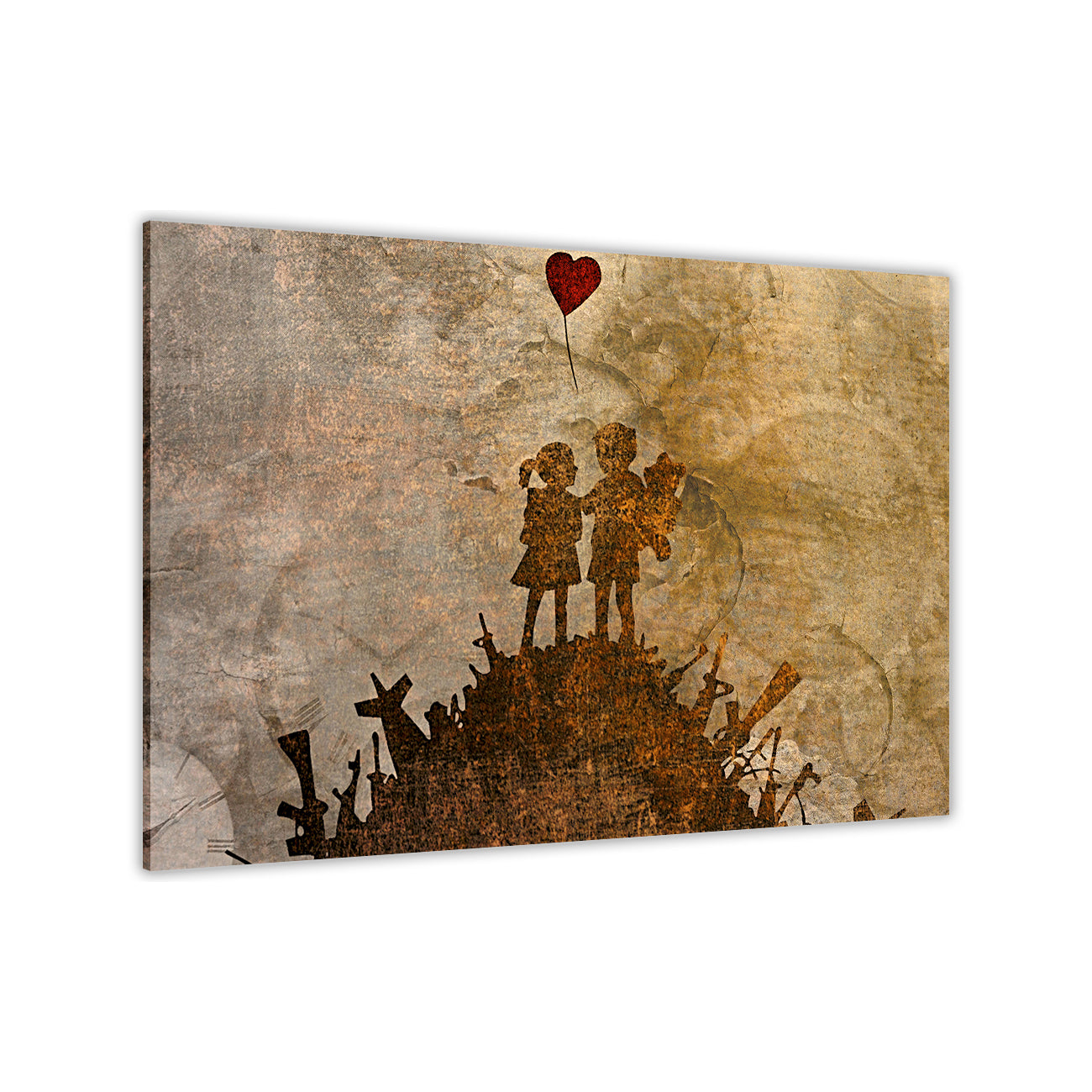 Banksy Kids & Guns Hill Canvas Wall Art Picture Print for the Living Room, Bedroom, Home Decor