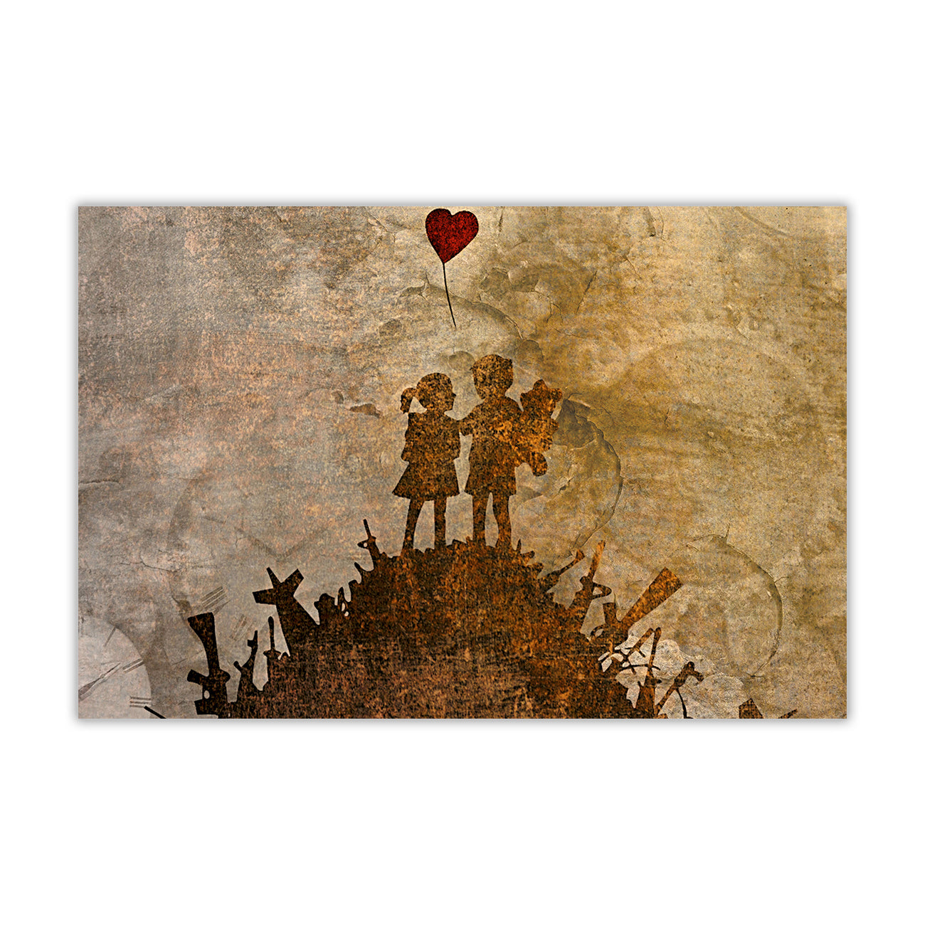 Banksy Kids & Guns Hill Canvas Wall Art Picture Print for the Living Room, Bedroom, Home Decor