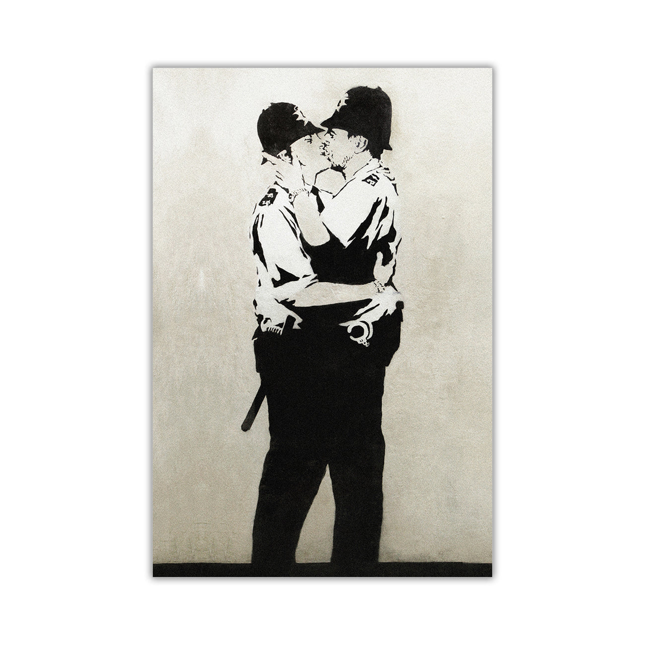 Banksy Kissing Coppers Canvas Wall Art Picture Print for the Living Room, Bedroom, Home Decor