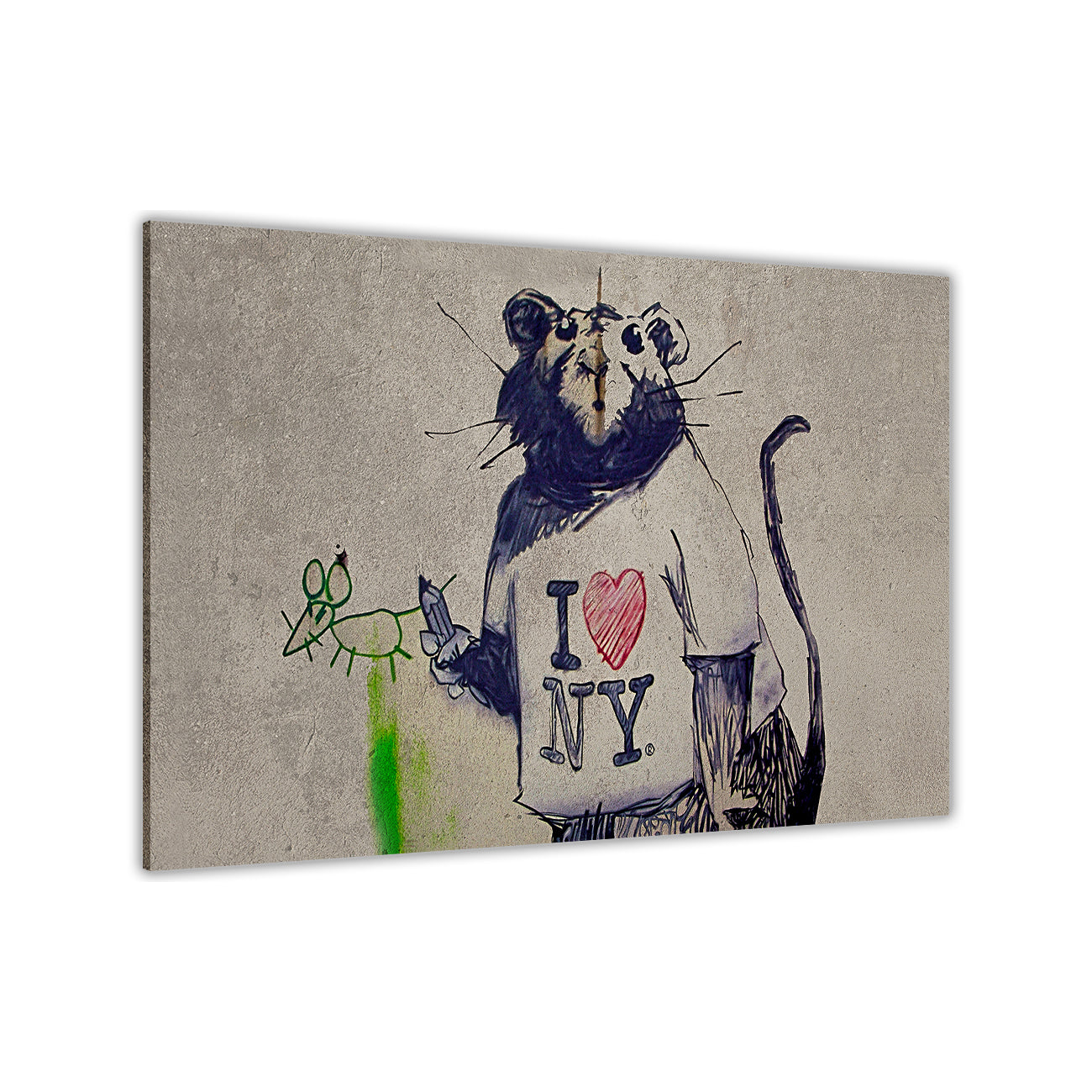 Banksy I Love NY Rat Canvas Wall Art Picture Print for the Living Room, Bedroom, Home Decor