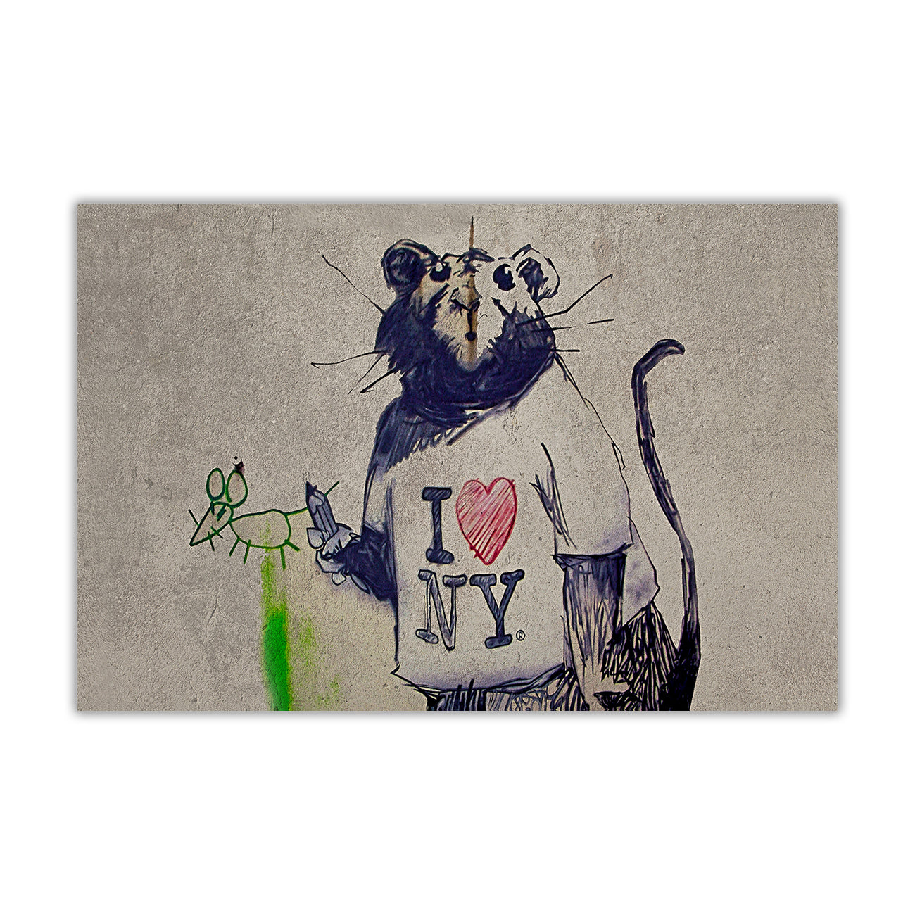 Banksy I Love NY Rat Canvas Wall Art Picture Print for the Living Room, Bedroom, Home Decor