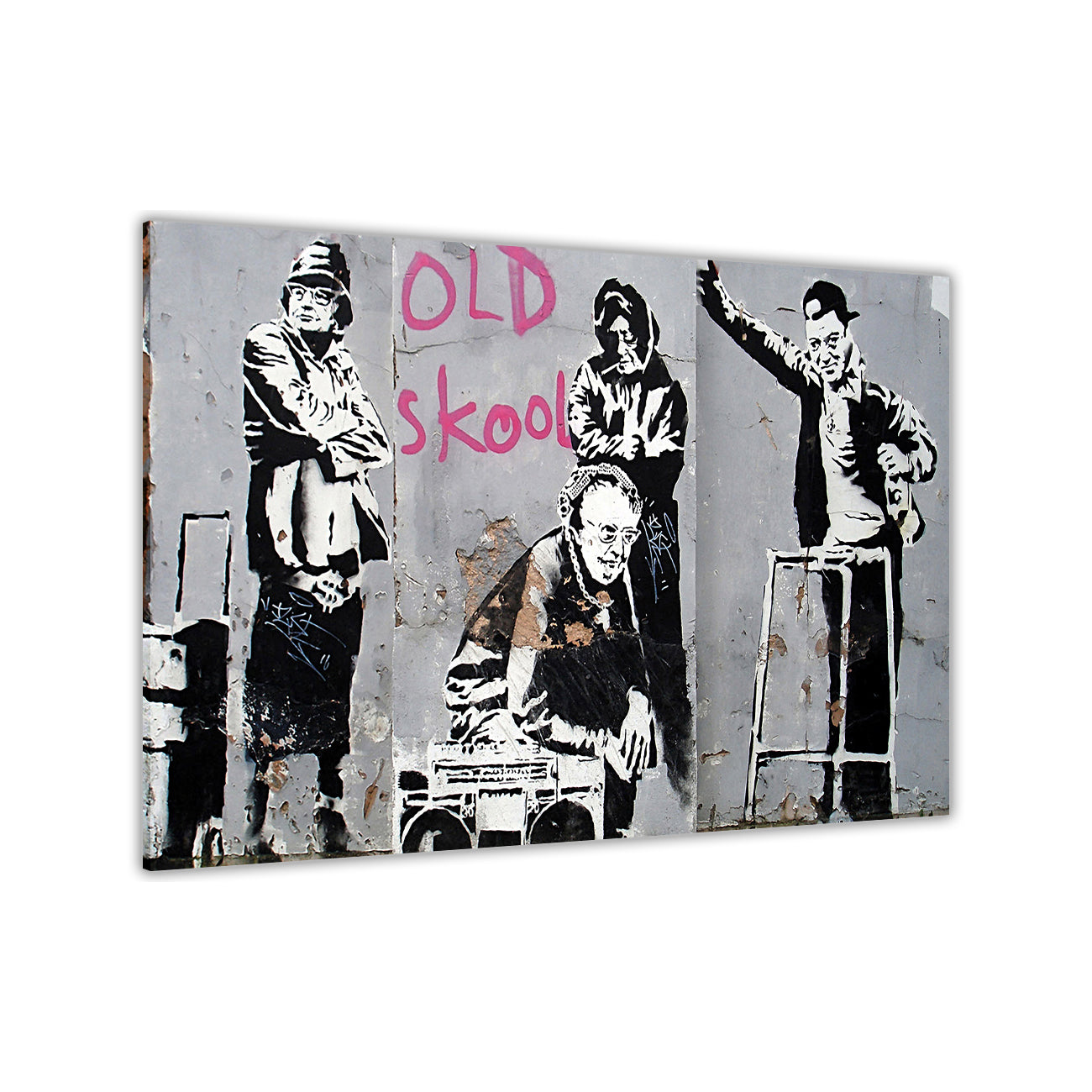 Banksy Old Skool Canvas Wall Art Picture Print for the Living Room, Bedroom, Home Decor