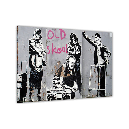 Banksy Old Skool Canvas Wall Art Picture Print for the Living Room, Bedroom, Home Decor