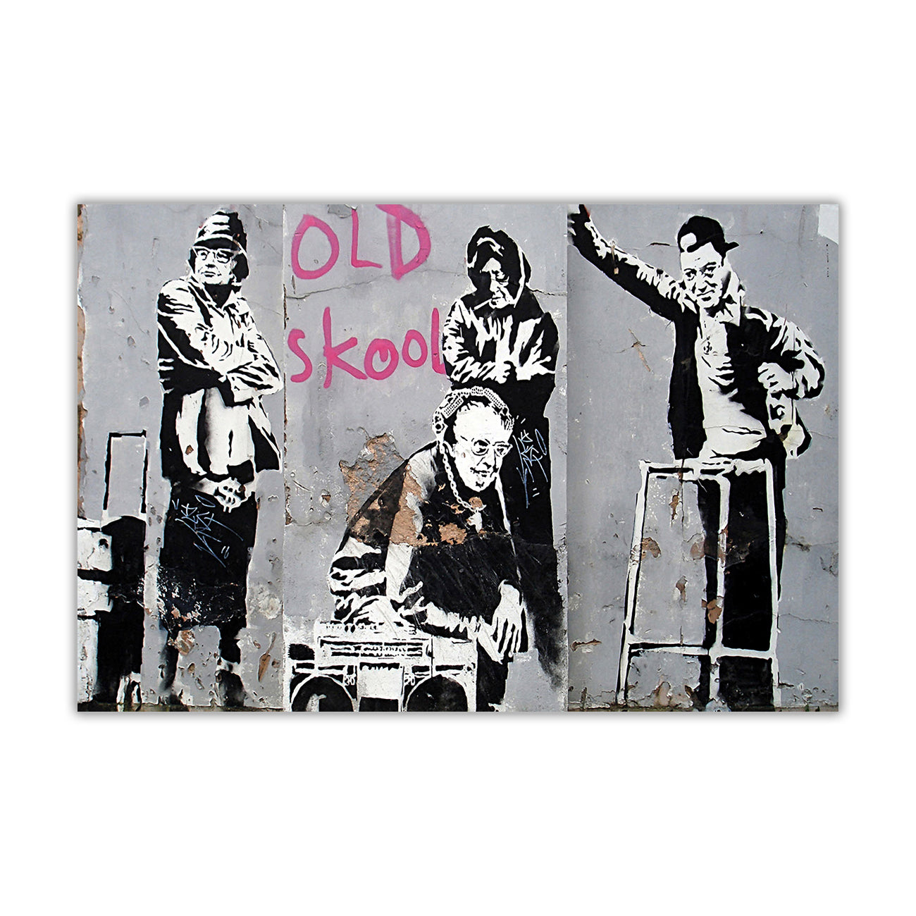 Banksy Old Skool Canvas Wall Art Picture Print for the Living Room, Bedroom, Home Decor