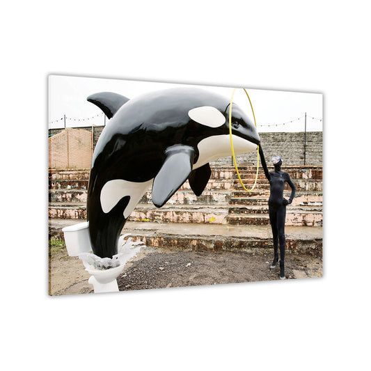 Banksy Orca Canvas Wall Art Picture Print for the Living Room, Bedroom, Home Decor
