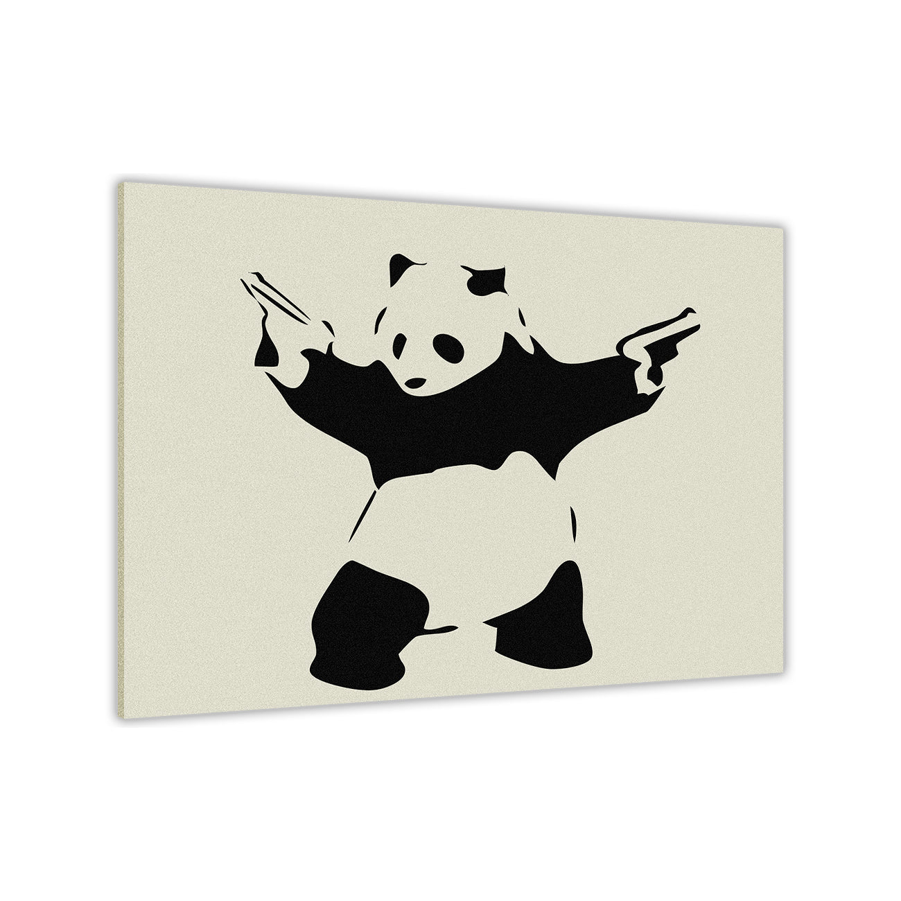 Banksy Panda Cream Canvas Wall Art Picture Print for the Living Room, Bedroom, Home Decor