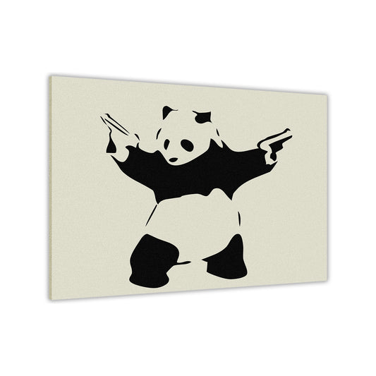 Banksy Panda Cream Canvas Wall Art Picture Print for the Living Room, Bedroom, Home Decor