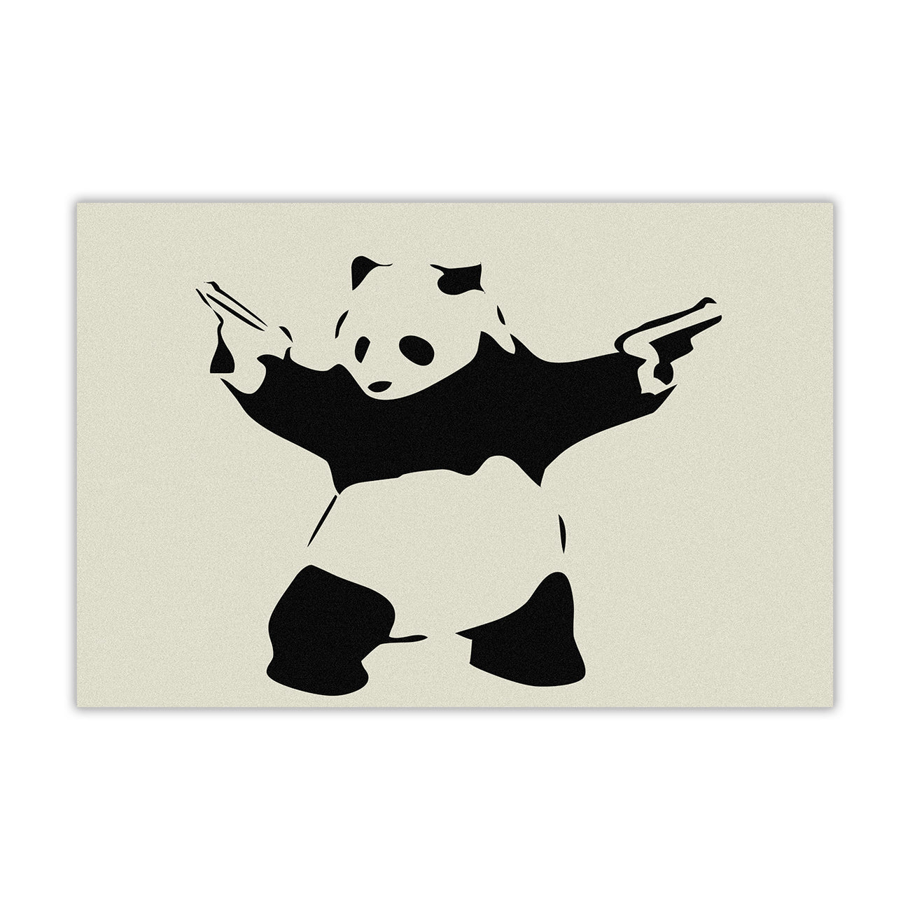 Banksy Panda Cream Canvas Wall Art Picture Print for the Living Room, Bedroom, Home Decor