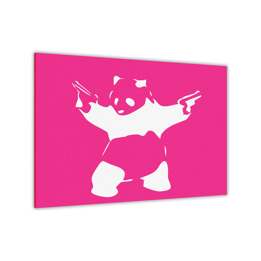 Banksy Panda Pink Canvas Wall Art Picture Print for the Living Room, Bedroom, Home Decor