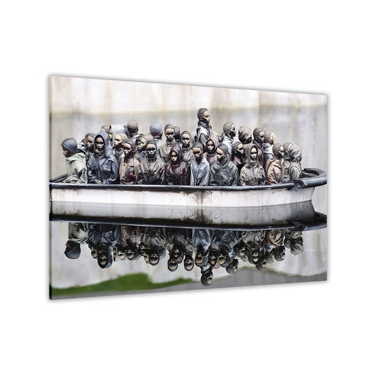 Banksy Refugees Canvas Wall Art Picture Print for the Living Room, Bedroom, Home Decor
