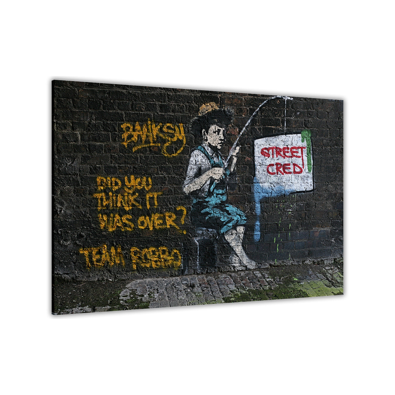 Banksy Street Cred Canvas Wall Art Picture Print for the Living Room, Bedroom, Home Decor