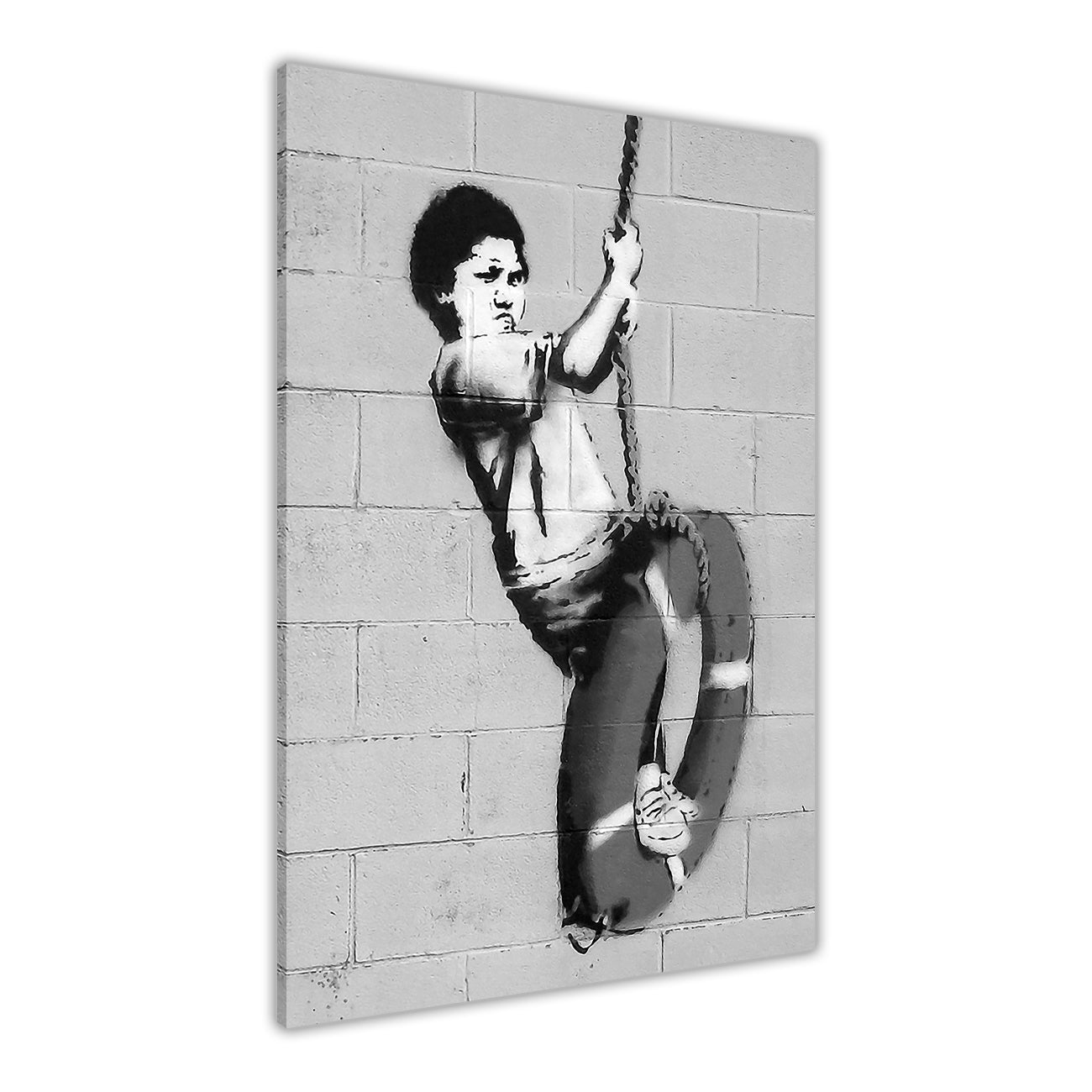 Banksy Swinger Building Canvas Wall Art Picture Print for the Living Room, Bedroom, Home Decor