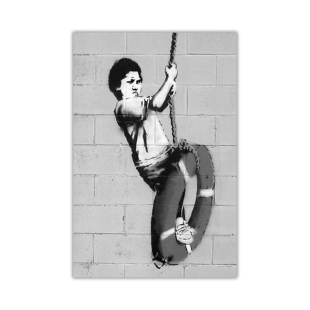 Banksy Swinger Building Canvas Wall Art Picture Print for the Living Room, Bedroom, Home Decor