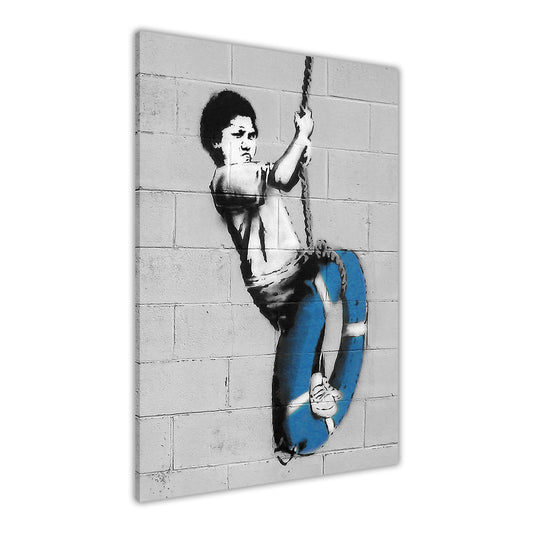 Banksy Swinger Building Canvas Wall Art Picture Print for the Living Room, Bedroom, Home Decor