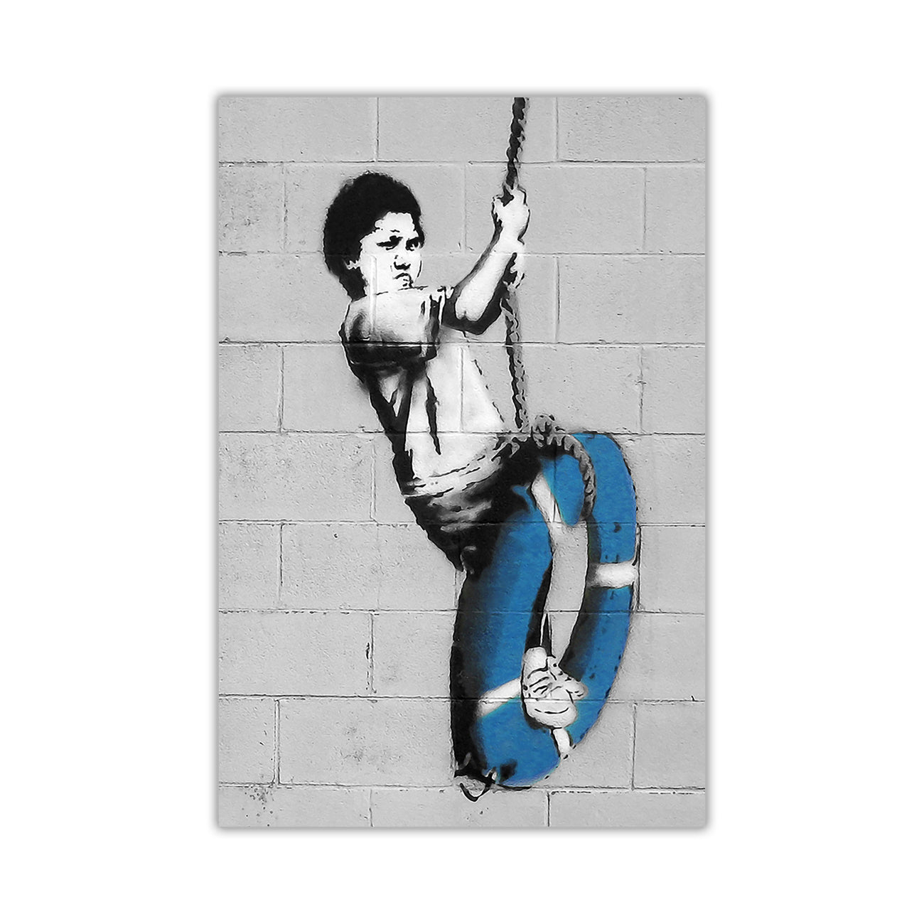 Banksy Swinger Building Canvas Wall Art Picture Print for the Living Room, Bedroom, Home Decor
