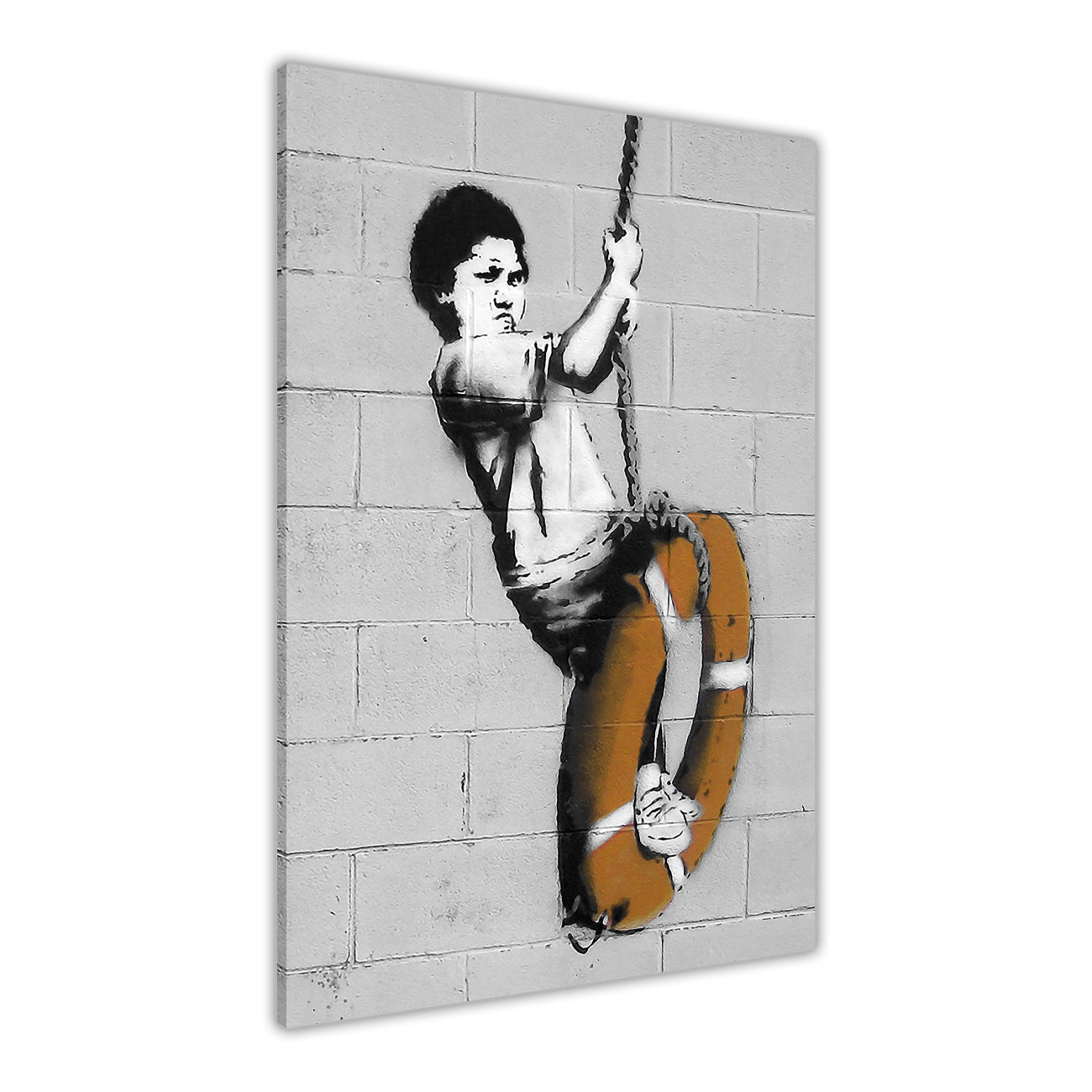 Banksy Swinger Building Canvas Wall Art Picture Print for the Living Room, Bedroom, Home Decor