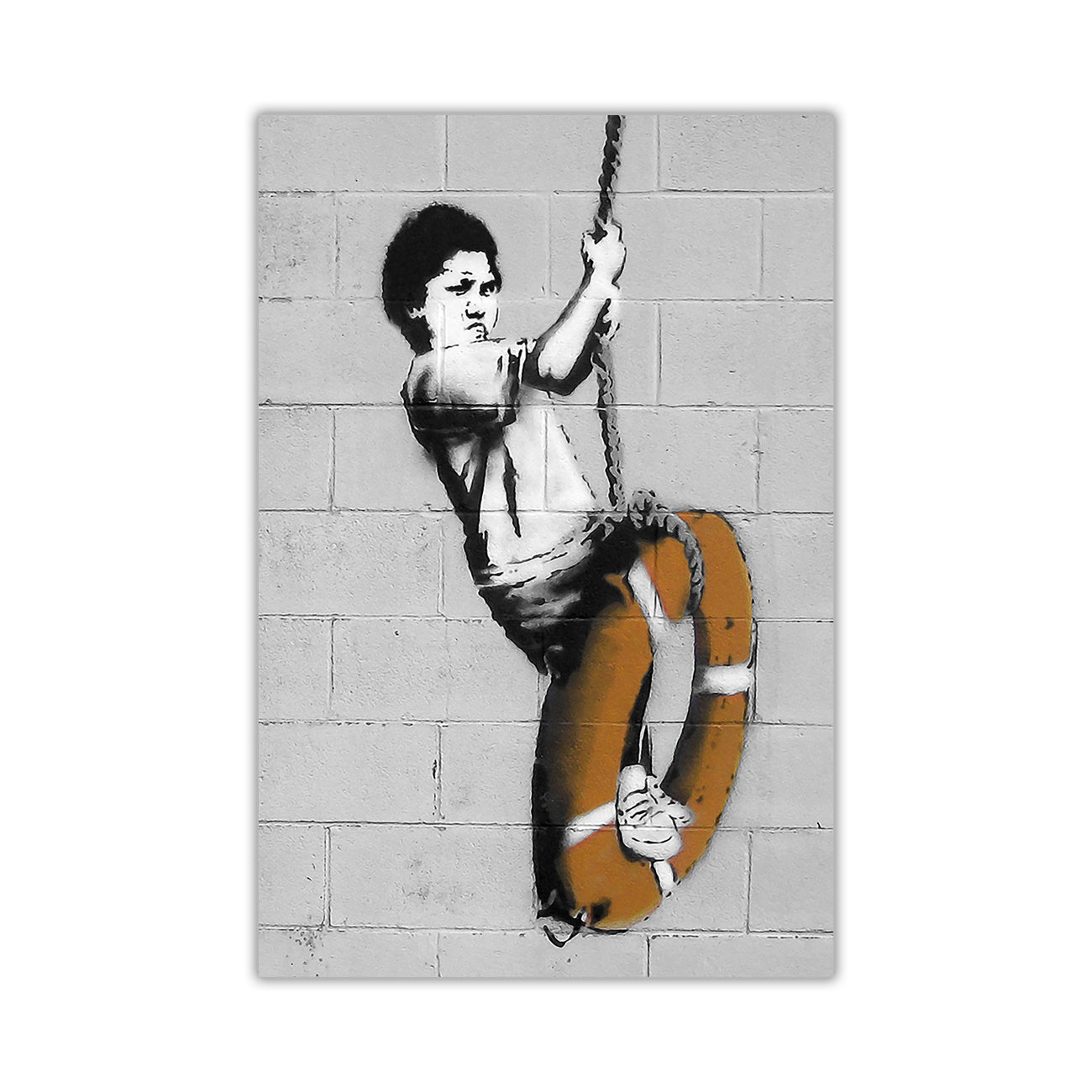 Banksy Swinger Building Canvas Wall Art Picture Print for the Living Room, Bedroom, Home Decor