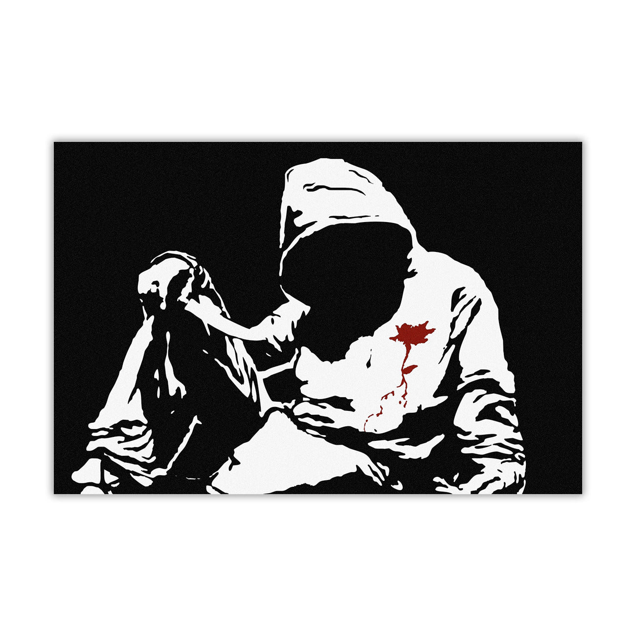 Banksy Thug Stabbed Canvas Wall Art Picture Print for the Living Room, Bedroom, Home Decor