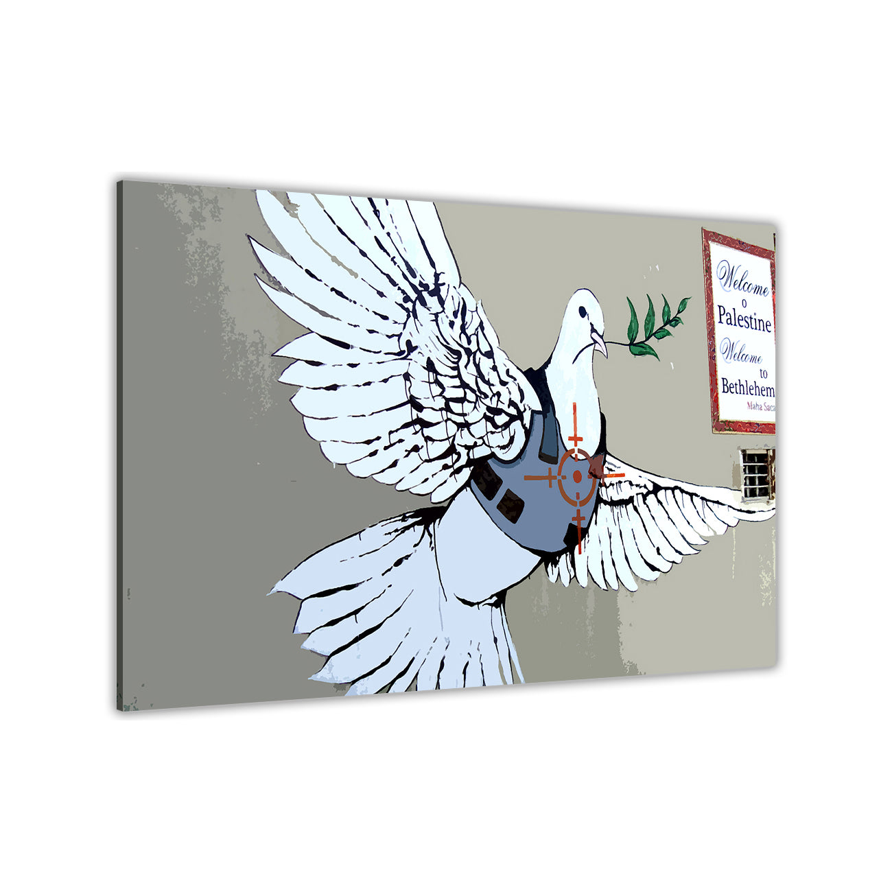 Banksy White Bird Canvas Wall Art Picture Print for the Living Room, Bedroom, Home Decor