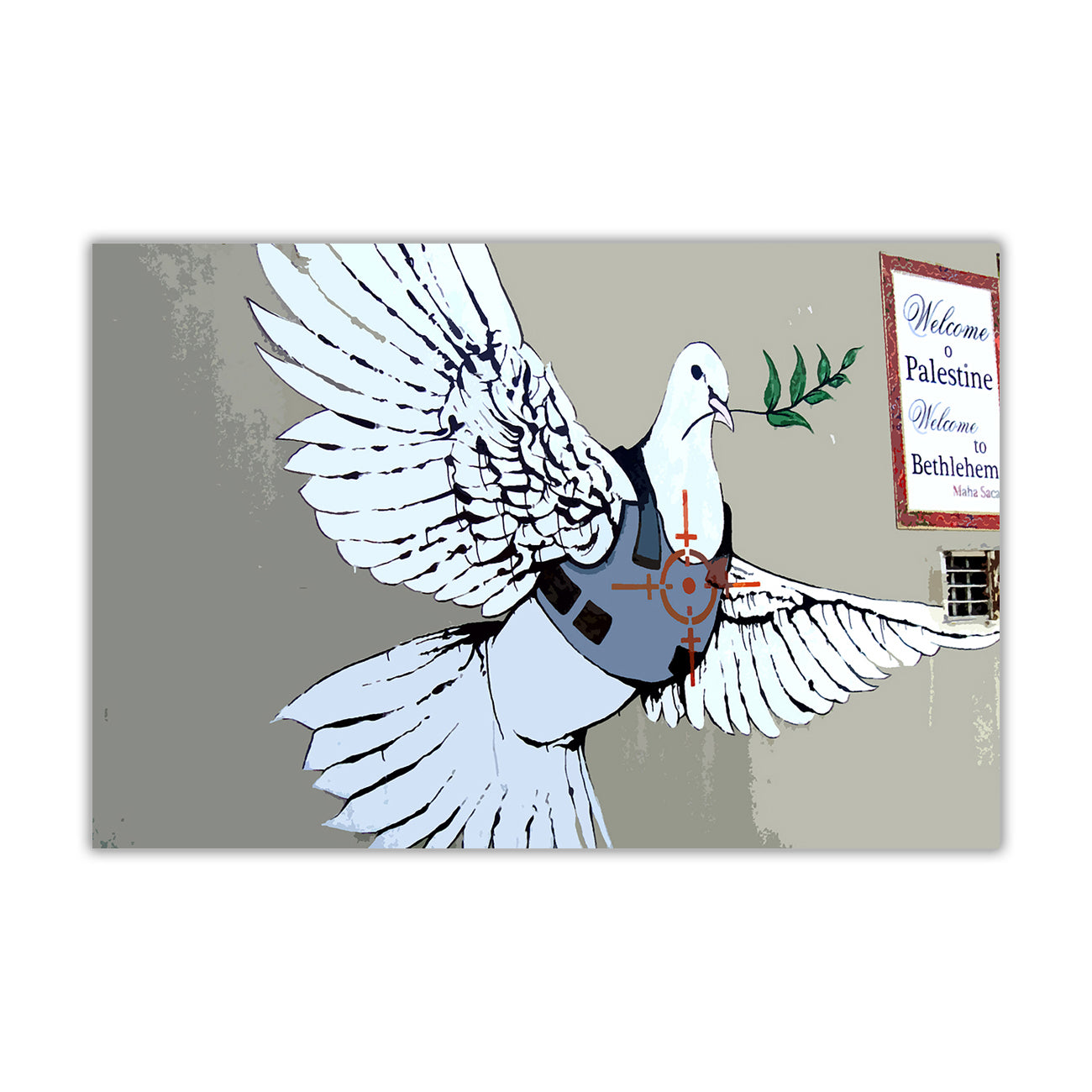Banksy White Bird Canvas Wall Art Picture Print for the Living Room, Bedroom, Home Decor