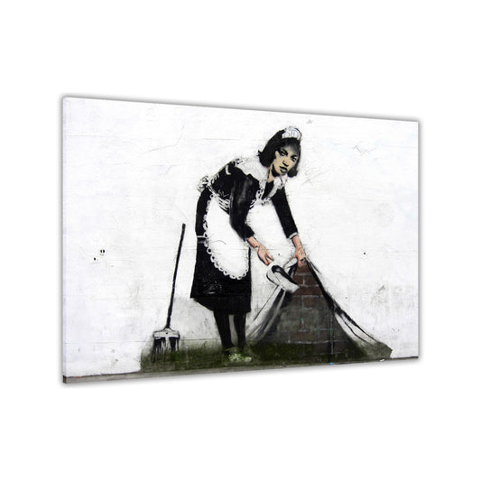 Banksy Cleaning Maid Canvas Wall Art Picture Print for the Living Room, Bedroom, Home Decor