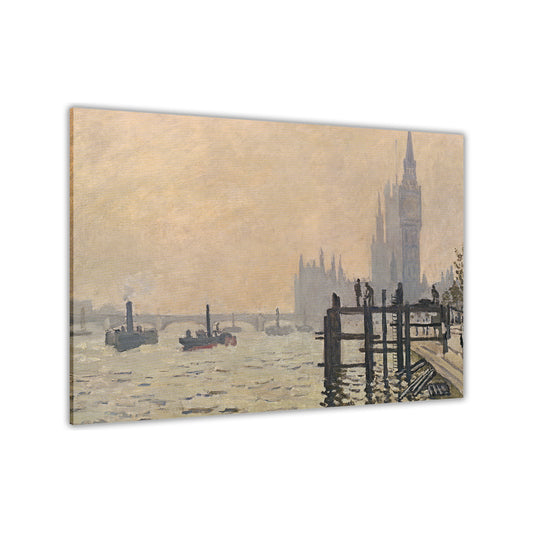 Monet Thames Below Westminster Canvas Wall Art Picture Print for the Living Room, Bedroom, Home Decor