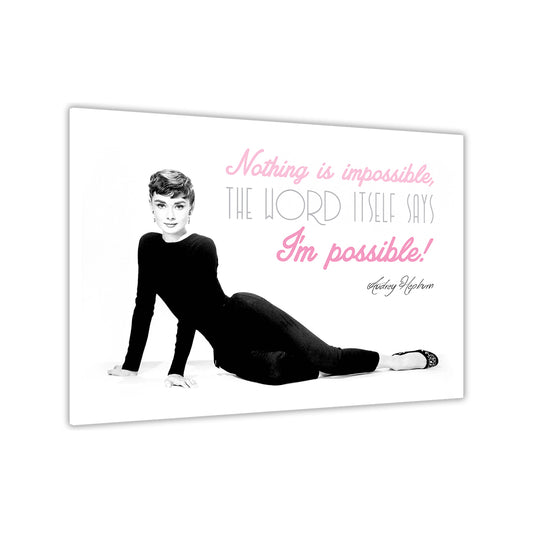 Audrey Im Possible Quote Canvas Wall Art Picture Print for the Living Room, Bedroom, Home Decor