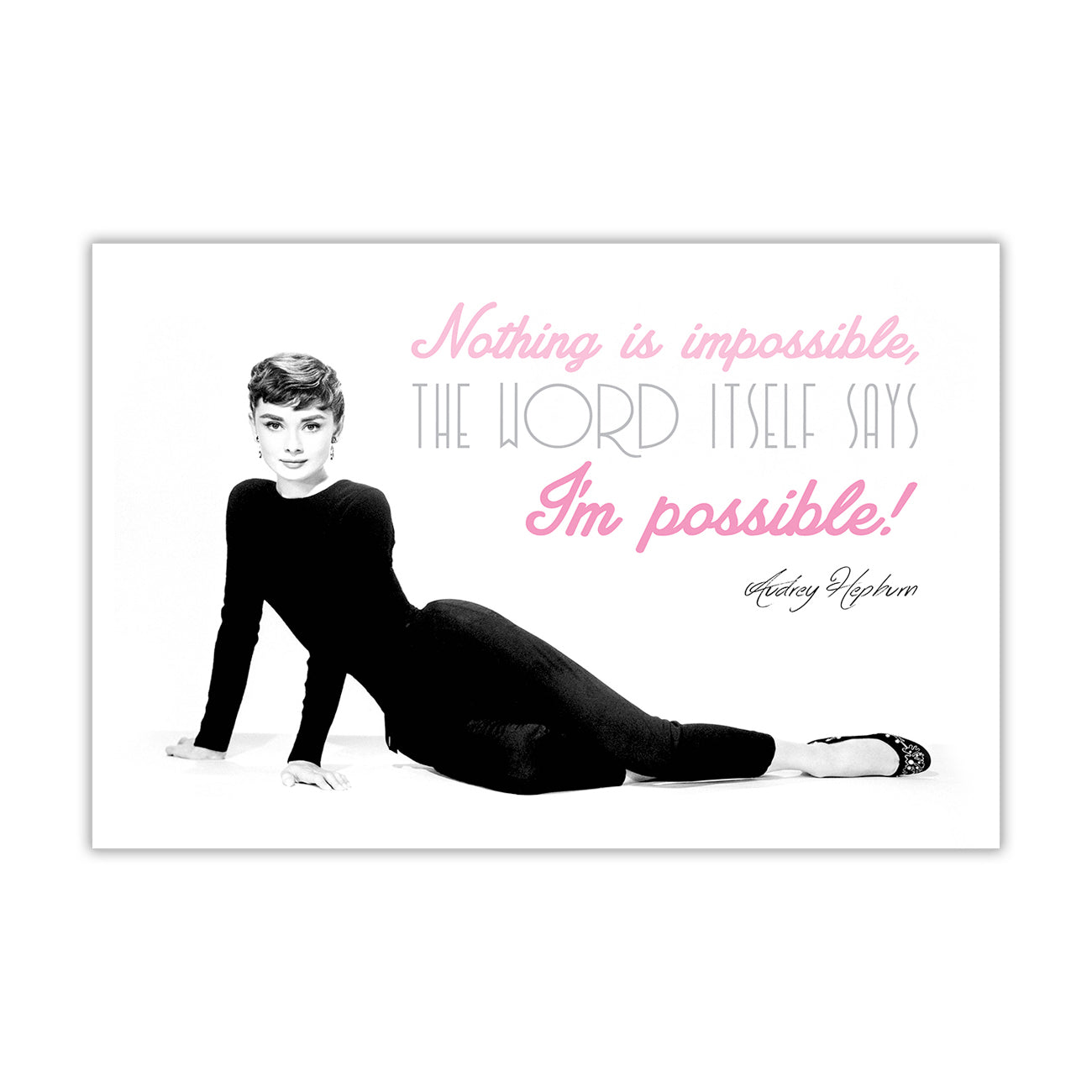 Audrey Im Possible Quote Canvas Wall Art Picture Print for the Living Room, Bedroom, Home Decor