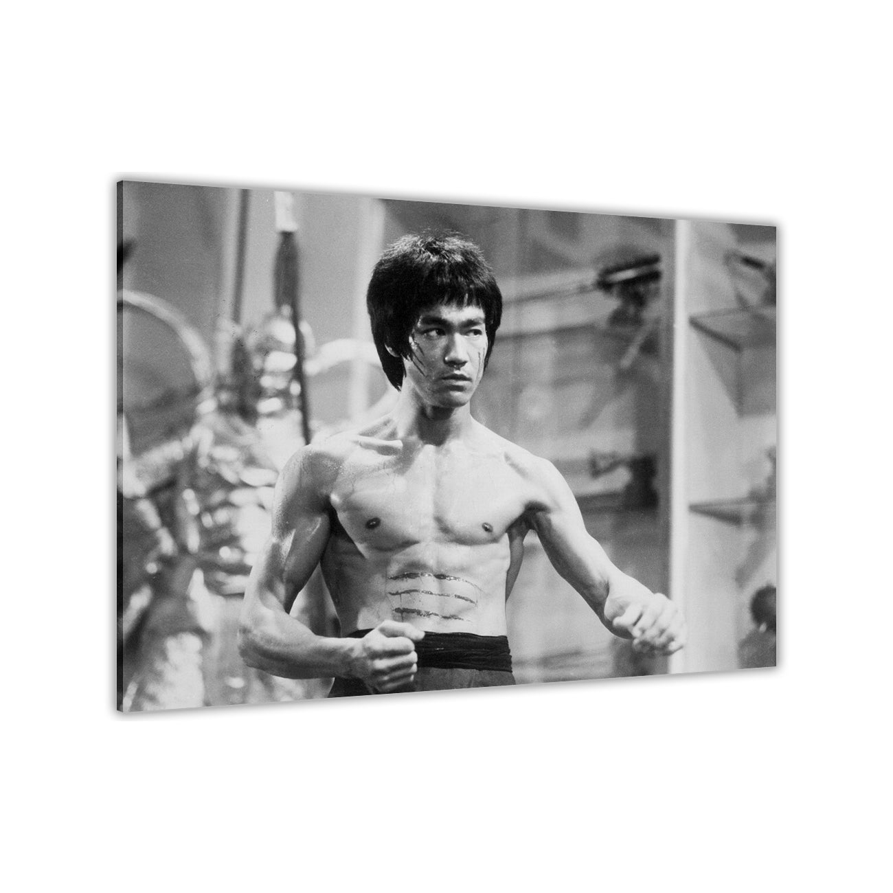 Bruce Lee Enter The Dragon Black & White Canvas Wall Art Picture Print for the Living Room, Bedroom, Home Decor