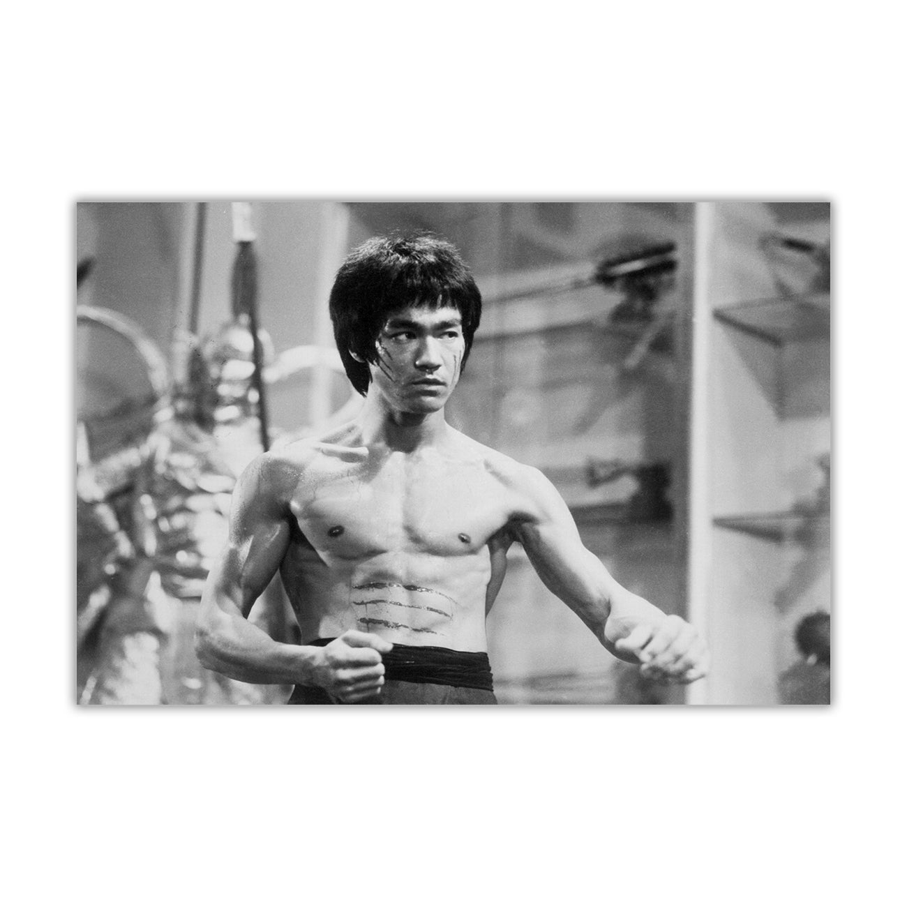 Bruce Lee Enter The Dragon Black & White Canvas Wall Art Picture Print for the Living Room, Bedroom, Home Decor