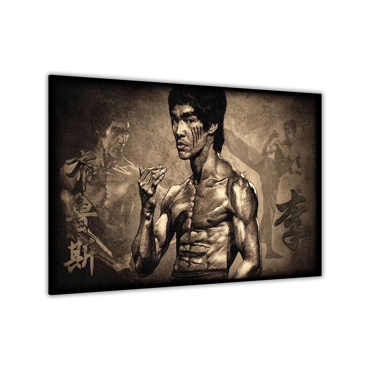 Bruce Lee Sketch Canvas Wall Art Picture Print for the Living Room, Bedroom, Home Decor