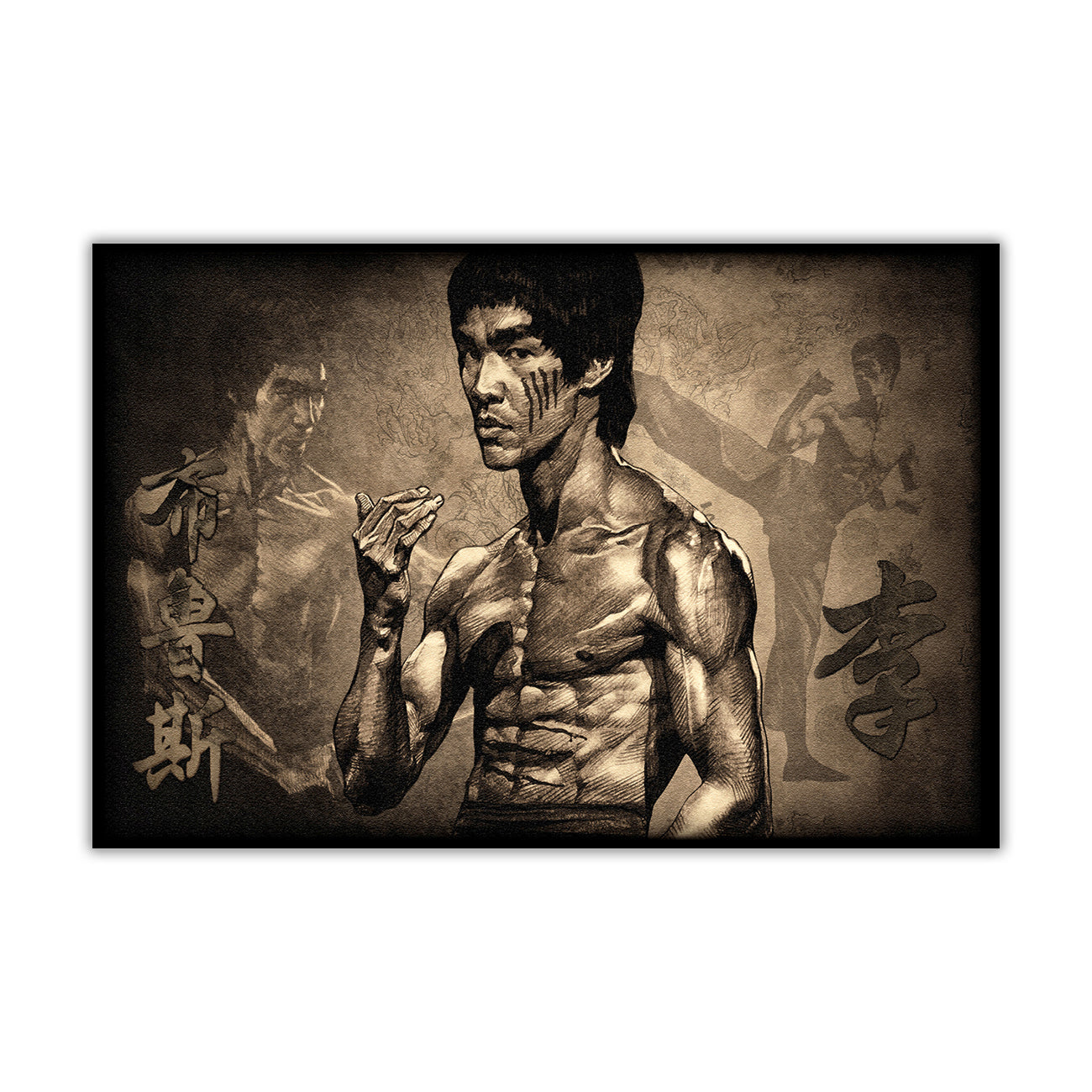 Bruce Lee Sketch Canvas Wall Art Picture Print for the Living Room, Bedroom, Home Decor