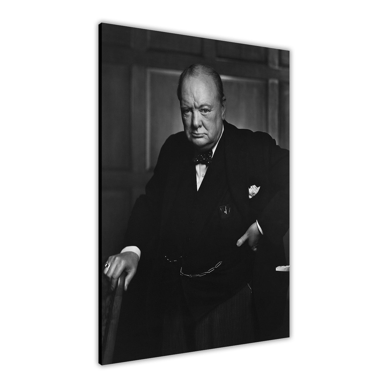 Sir Winston Churchill Black & White Canvas Wall Art Picture Print for the Living Room, Bedroom, Home Decor
