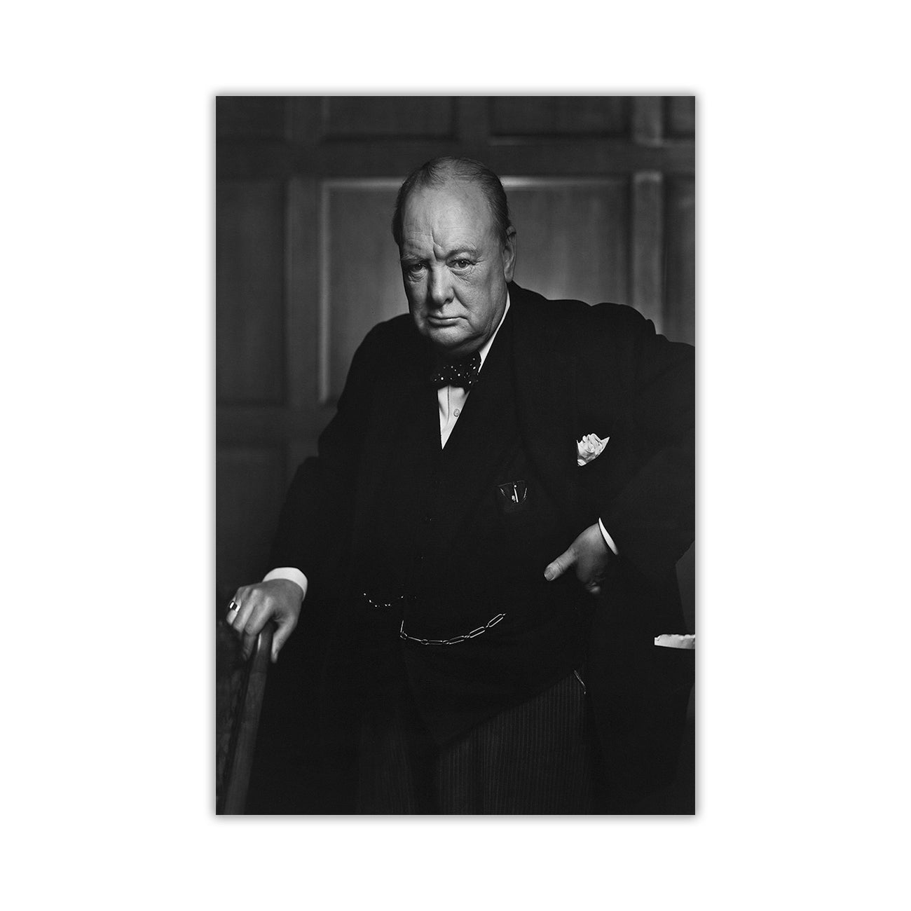 Sir Winston Churchill Black & White Canvas Wall Art Picture Print for the Living Room, Bedroom, Home Decor