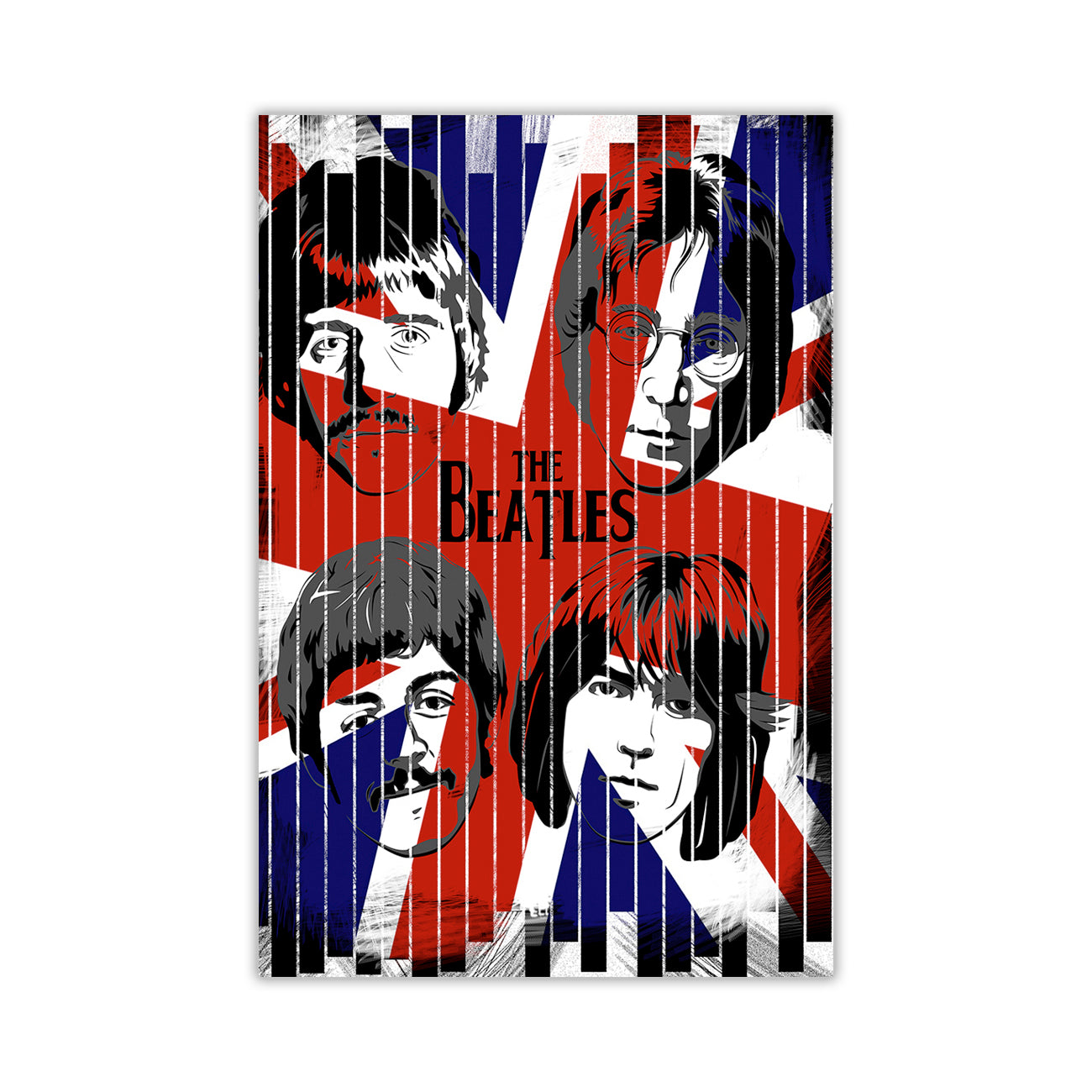 The Beatles Union Jack Canvas Wall Art Picture Print for the Living Room, Bedroom, Home Decor
