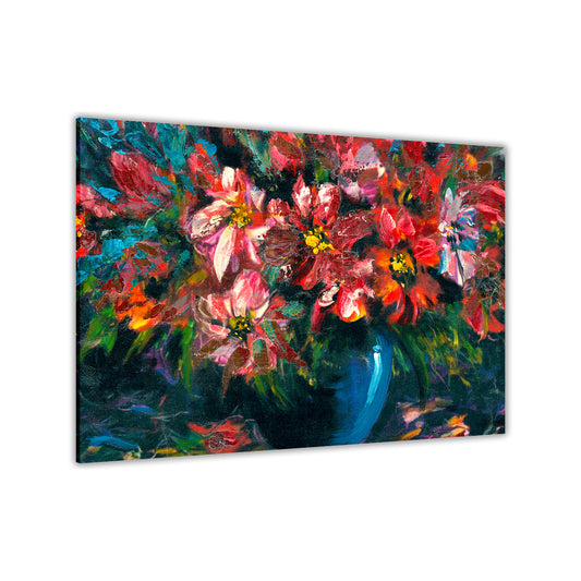 Blue Vase Bouquet Canvas Wall Art Picture Print for the Living Room, Bedroom, Home Decor