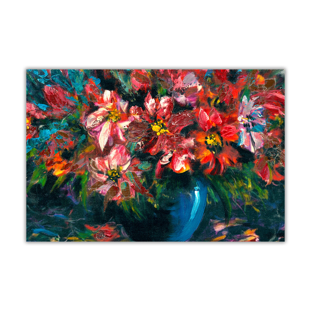 Blue Vase Bouquet Canvas Wall Art Picture Print for the Living Room, Bedroom, Home Decor