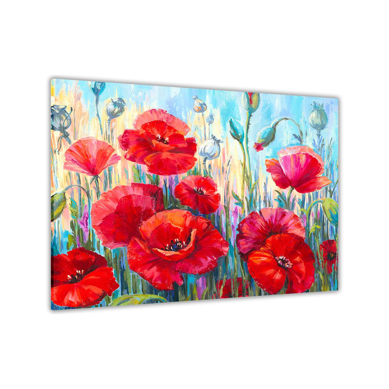 Poppy Blossom Oil Painting Canvas Wall Art Picture Print for the Living Room, Bedroom, Home Decor