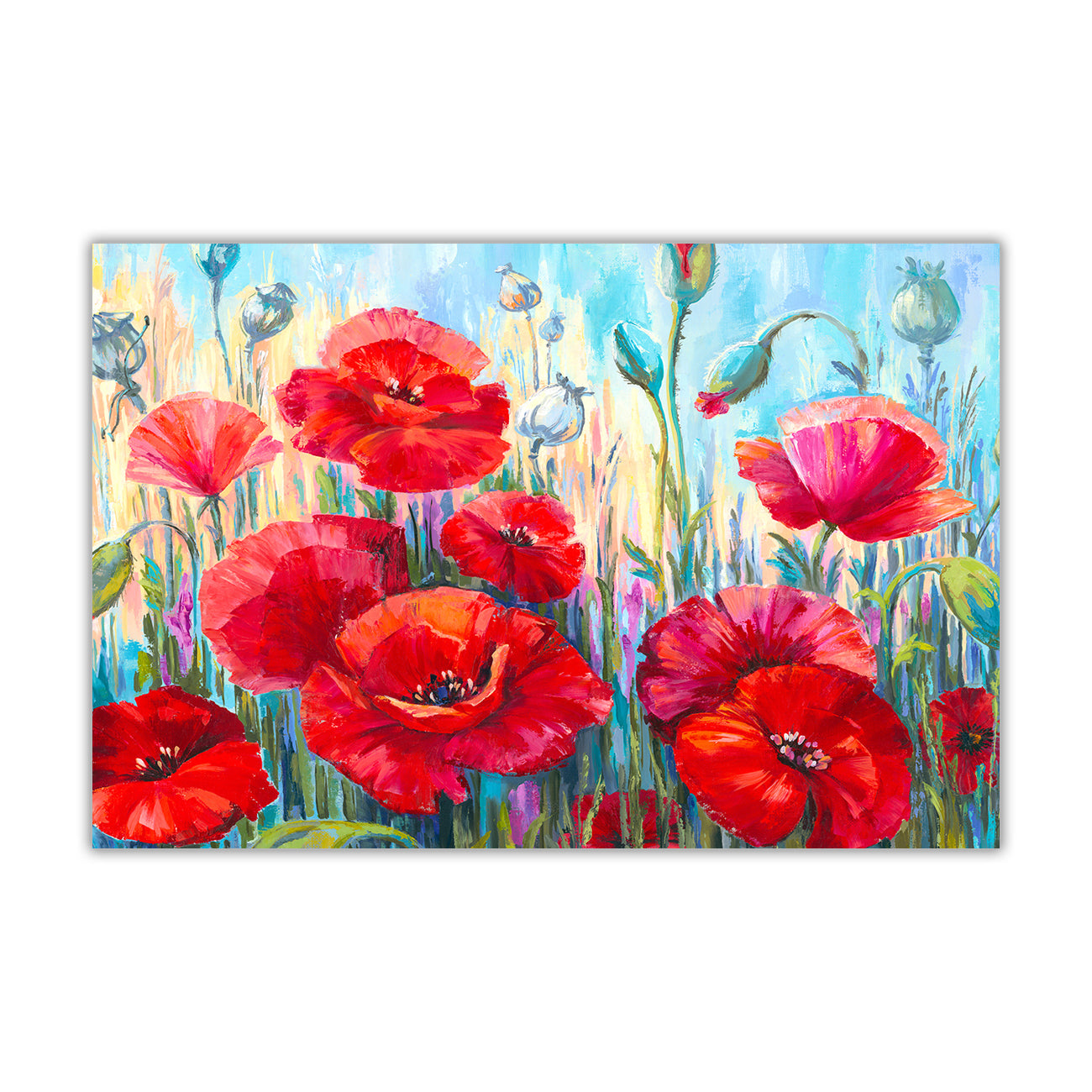 Poppy Blossom Oil Painting Canvas Wall Art Picture Print for the Living Room, Bedroom, Home Decor
