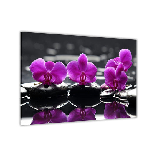 Purple Rose On Water Canvas Wall Art Picture Print for the Living Room, Bedroom, Home Decor