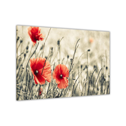 Sepia Red Flower Canvas Wall Art Picture Print for the Living Room, Bedroom, Home Decor