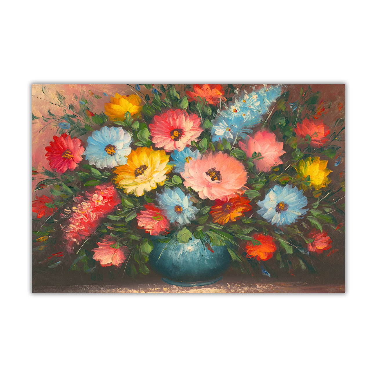 Summer Flowers Vase Oil Painting Canvas Wall Art Picture Print for the Living Room, Bedroom, Home Decor