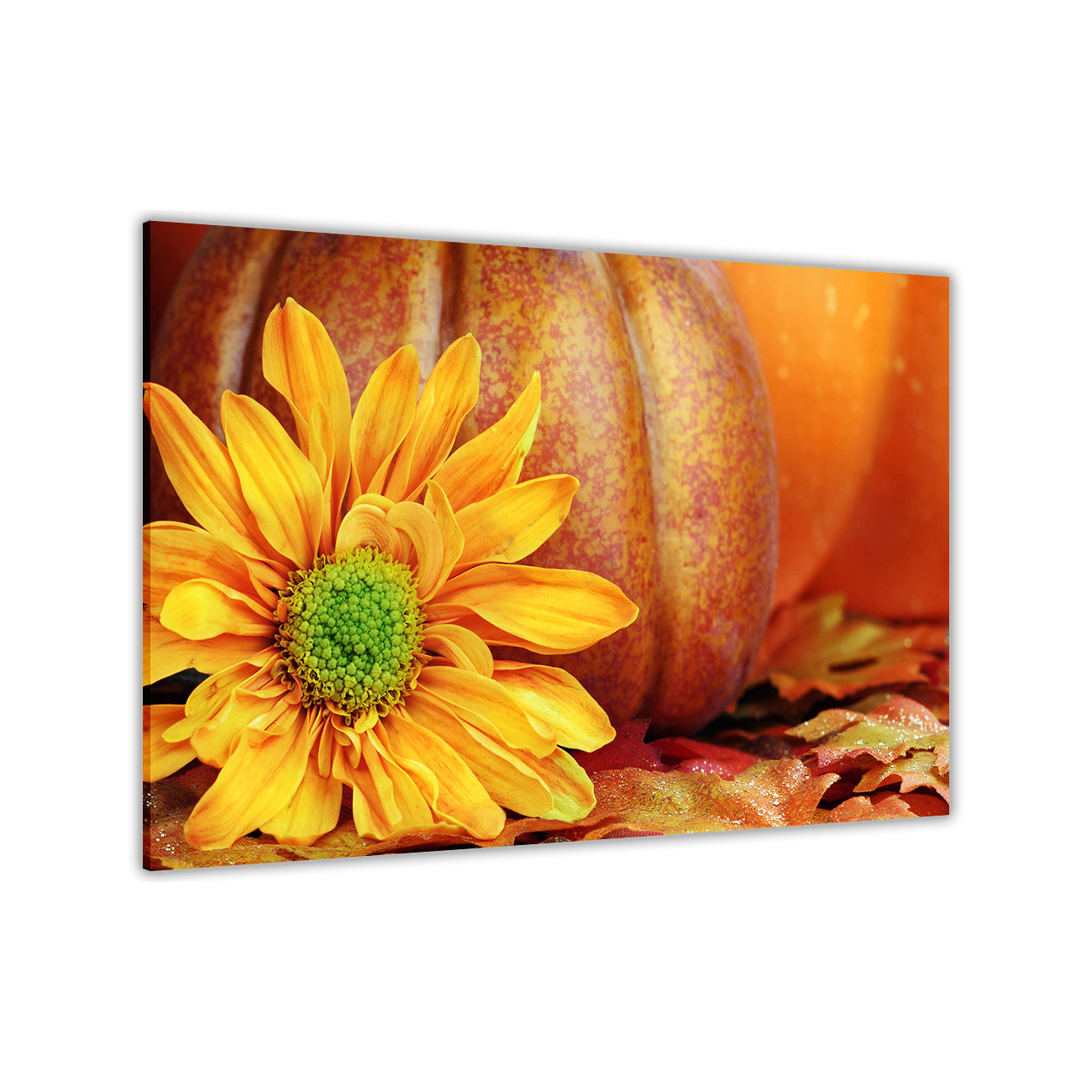 Sunflower Pumpkin Canvas Wall Art Picture Print for the Living Room, Bedroom, Home Decor