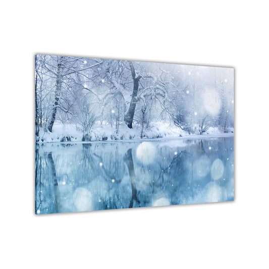 Winter Lake Canvas Wall Art Picture Print for the Living Room, Bedroom, Home Decor