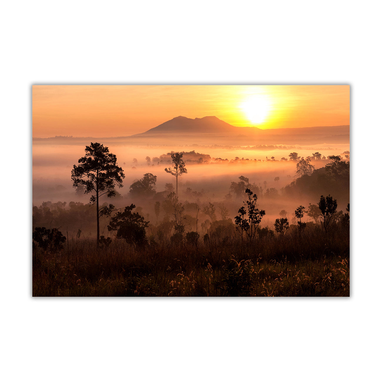 African Sunset Mist Canvas Wall Art Picture Print for the Living Room, Bedroom, Home Decor