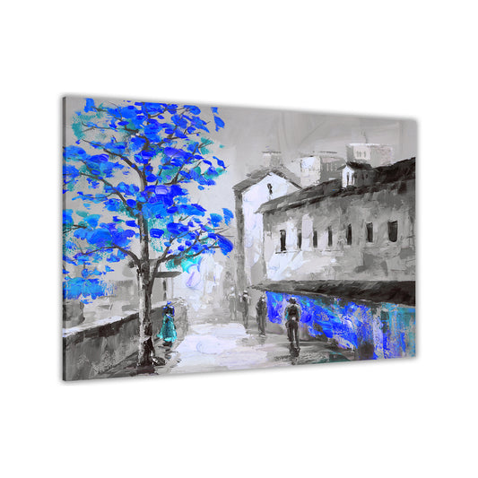 BW Town Tree Canvas Wall Art Picture Print for the Living Room, Bedroom, Home Decor