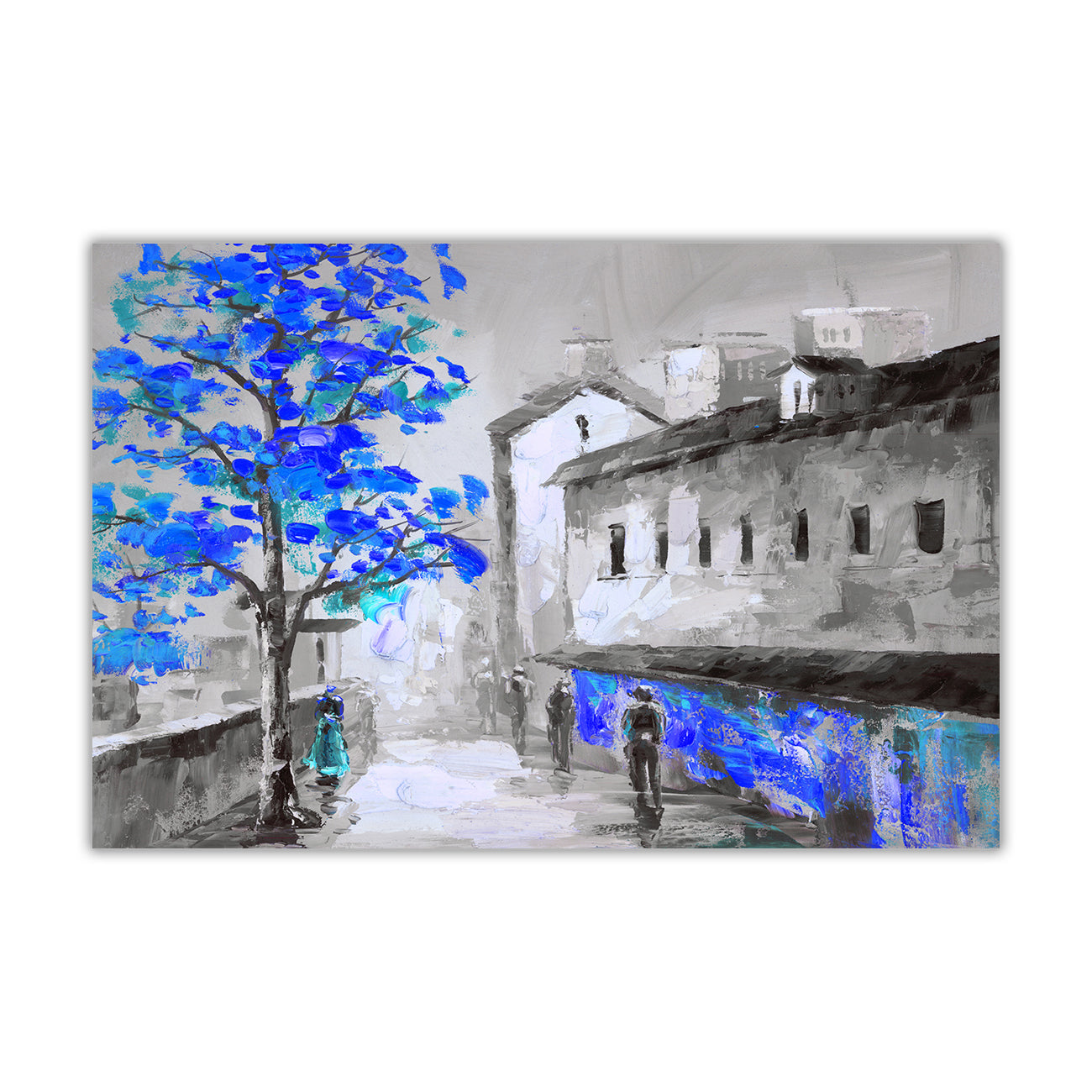BW Town Tree Canvas Wall Art Picture Print for the Living Room, Bedroom, Home Decor