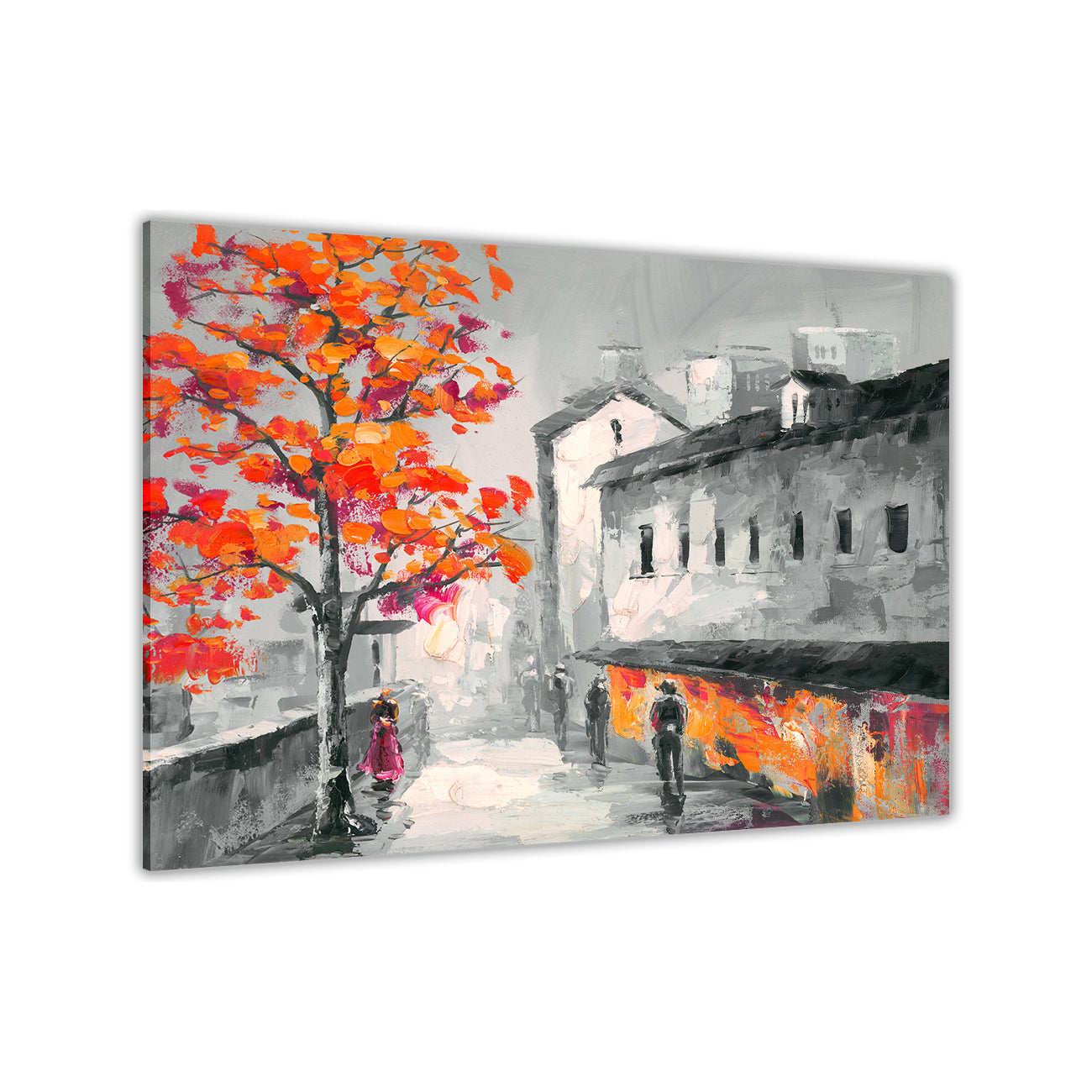 BW Town Tree Canvas Wall Art Picture Print for the Living Room, Bedroom, Home Decor