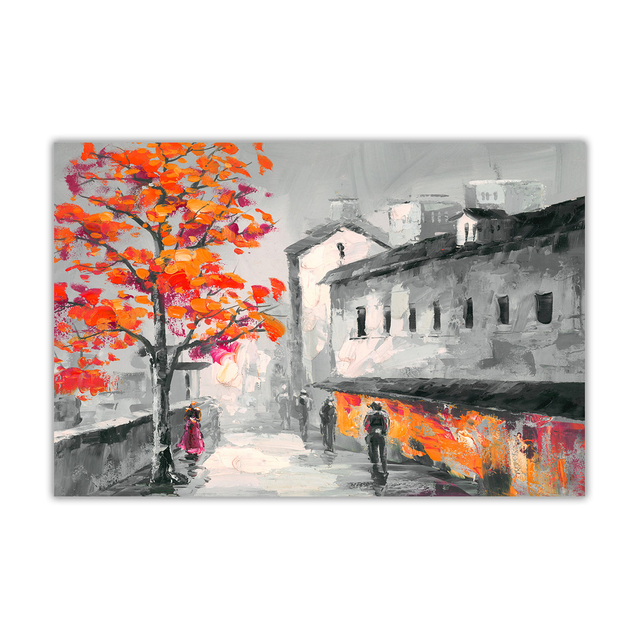 BW Town Tree Canvas Wall Art Picture Print for the Living Room, Bedroom, Home Decor