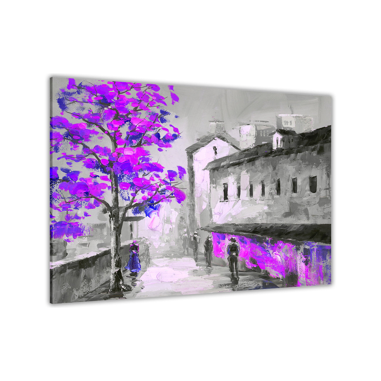 BW Town Tree Canvas Wall Art Picture Print for the Living Room, Bedroom, Home Decor